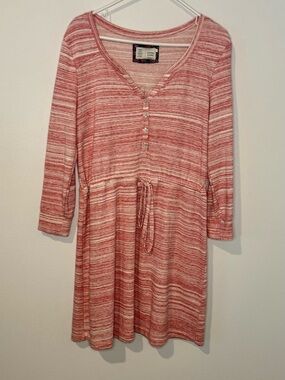 Saturday Sunday Anthropologie Space Dye Striped Knit Dress Tie Waist Size M